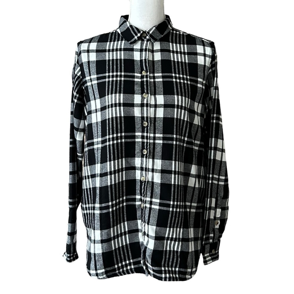 Jachs Girlfriend Women's Super‎ Soft Feel Flannel SZ Small Black White Plaid